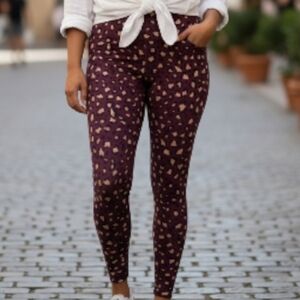 WILD FABLE Womens' Plus Burgundy Leopard Print Leggings Sz.XXL